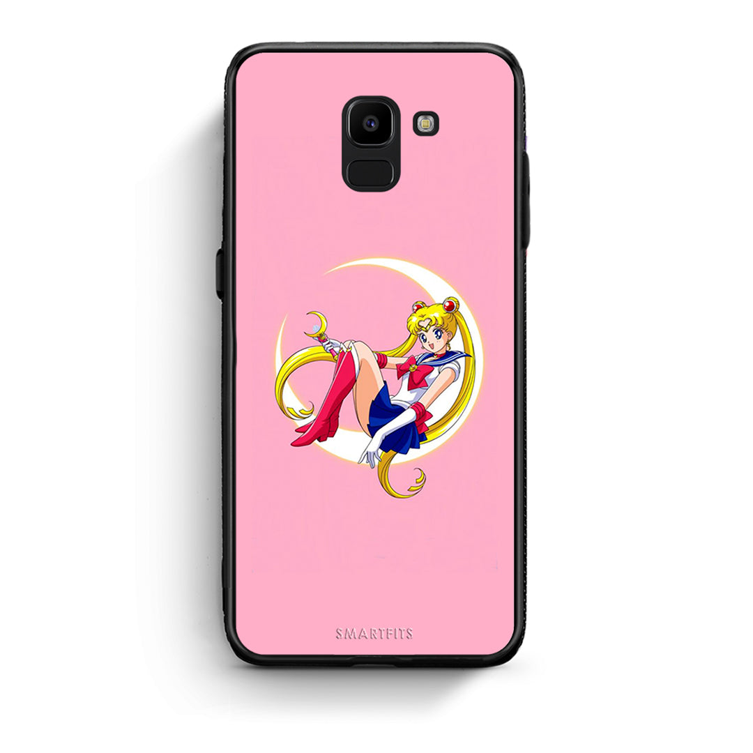 samsung J6 Moon Girl θήκη από τη Smartfits με σχέδιο στο πίσω μέρος και μαύρο περίβλημα | Smartphone case with colorful back and black bezels by Smartfits