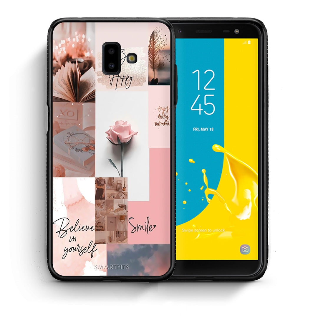 Θήκη Samsung J6+ Aesthetic Collage από τη Smartfits με σχέδιο στο πίσω μέρος και μαύρο περίβλημα | Samsung J6+ Aesthetic Collage case with colorful back and black bezels