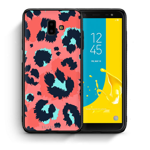 Θήκη Samsung J6+ Pink Leopard Animal από τη Smartfits με σχέδιο στο πίσω μέρος και μαύρο περίβλημα | Samsung J6+ Pink Leopard Animal case with colorful back and black bezels