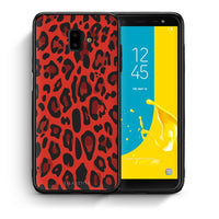 Thumbnail for Θήκη Samsung J6+ Red Leopard Animal από τη Smartfits με σχέδιο στο πίσω μέρος και μαύρο περίβλημα | Samsung J6+ Red Leopard Animal case with colorful back and black bezels