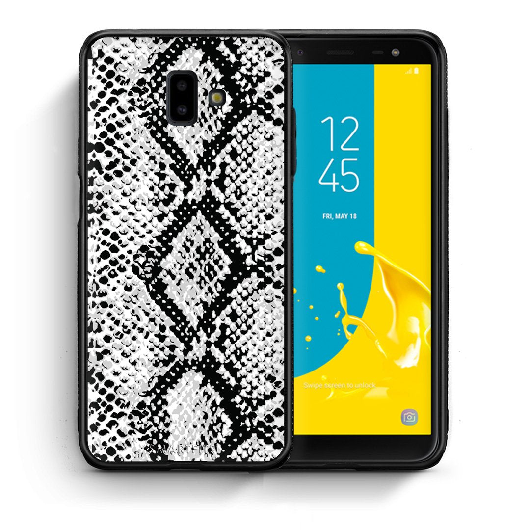 Θήκη Samsung J6+ White Snake Animal από τη Smartfits με σχέδιο στο πίσω μέρος και μαύρο περίβλημα | Samsung J6+ White Snake Animal case with colorful back and black bezels