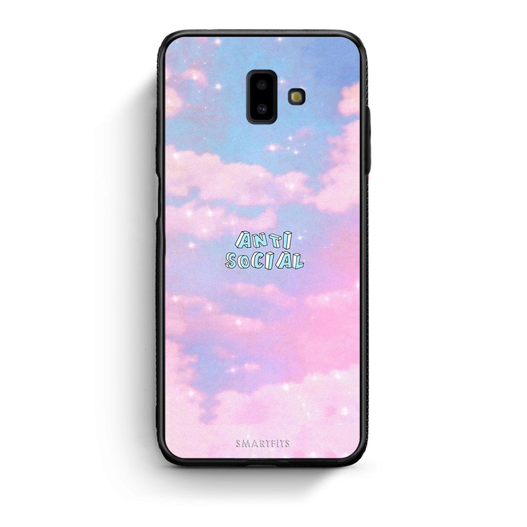 samsung J6+ Anti Social Θήκη Αγίου Βαλεντίνου από τη Smartfits με σχέδιο στο πίσω μέρος και μαύρο περίβλημα | Smartphone case with colorful back and black bezels by Smartfits