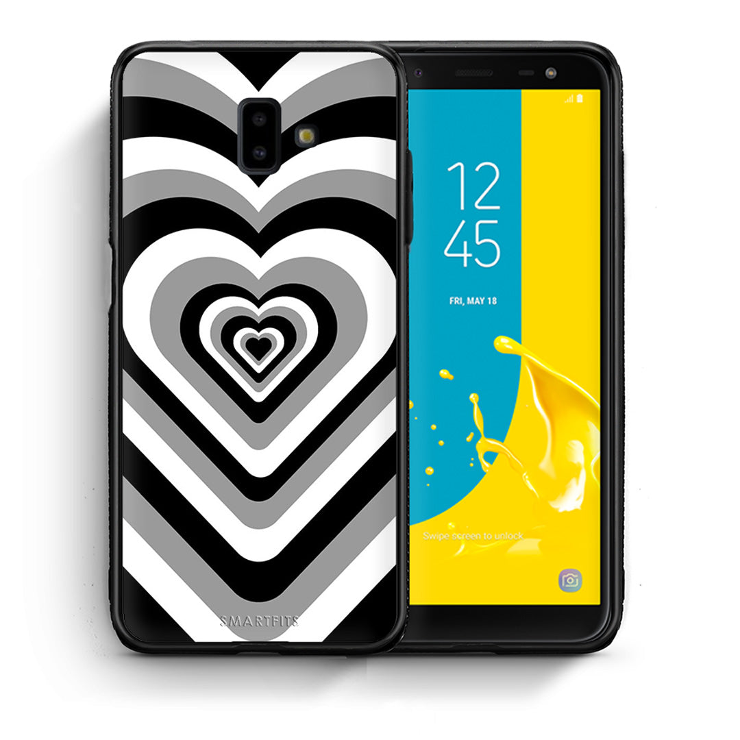 Θήκη Samsung J6+ Black Hearts από τη Smartfits με σχέδιο στο πίσω μέρος και μαύρο περίβλημα | Samsung J6+ Black Hearts case with colorful back and black bezels
