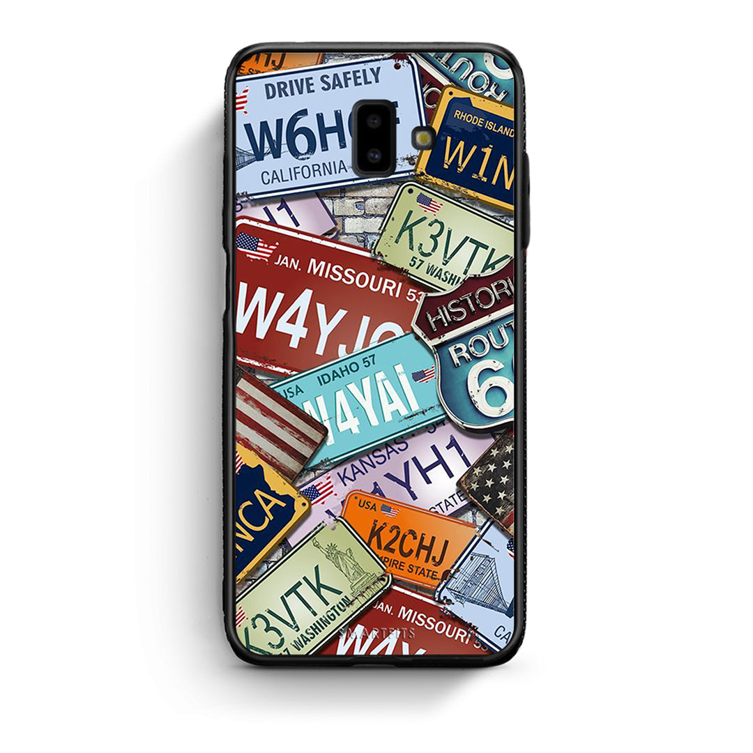samsung J6+ Car Plates θήκη από τη Smartfits με σχέδιο στο πίσω μέρος και μαύρο περίβλημα | Smartphone case with colorful back and black bezels by Smartfits
