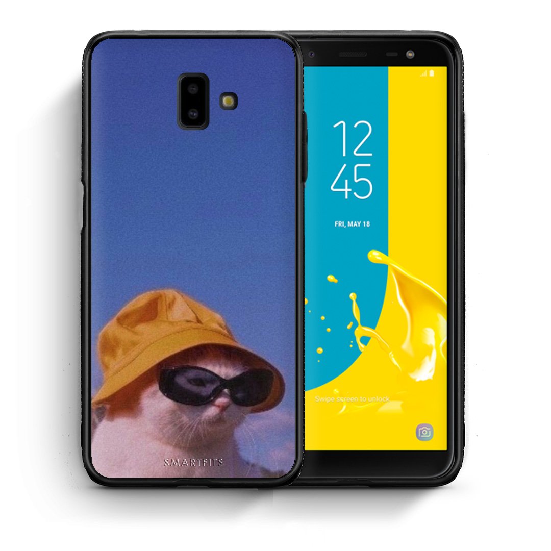 Θήκη Samsung J6+ Cat Diva από τη Smartfits με σχέδιο στο πίσω μέρος και μαύρο περίβλημα | Samsung J6+ Cat Diva case with colorful back and black bezels