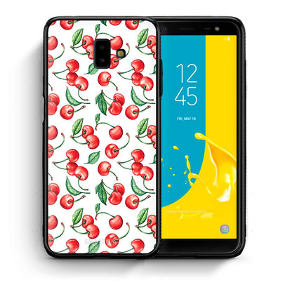 Θήκη Samsung J6+ Cherry Summer από τη Smartfits με σχέδιο στο πίσω μέρος και μαύρο περίβλημα | Samsung J6+ Cherry Summer case with colorful back and black bezels