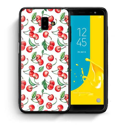 Θήκη Samsung J6+ Cherry Summer από τη Smartfits με σχέδιο στο πίσω μέρος και μαύρο περίβλημα | Samsung J6+ Cherry Summer case with colorful back and black bezels
