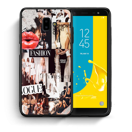 Θήκη Αγίου Βαλεντίνου Samsung J6+ Collage Fashion από τη Smartfits με σχέδιο στο πίσω μέρος και μαύρο περίβλημα | Samsung J6+ Collage Fashion case with colorful back and black bezels