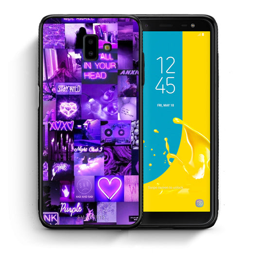 Θήκη Αγίου Βαλεντίνου Samsung J6+ Collage Stay Wild από τη Smartfits με σχέδιο στο πίσω μέρος και μαύρο περίβλημα | Samsung J6+ Collage Stay Wild case with colorful back and black bezels