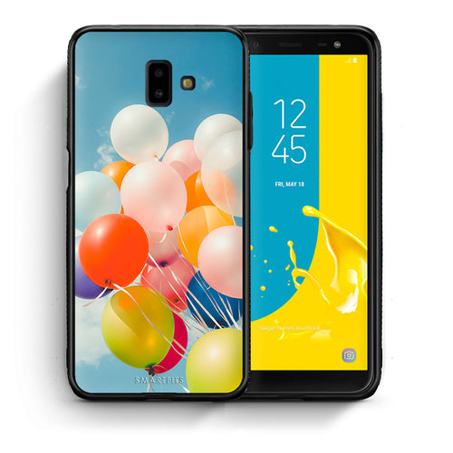 Θήκη Samsung J6+ Colorful Balloons από τη Smartfits με σχέδιο στο πίσω μέρος και μαύρο περίβλημα | Samsung J6+ Colorful Balloons case with colorful back and black bezels