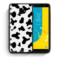 Thumbnail for Θήκη Samsung J6+ Cow Print από τη Smartfits με σχέδιο στο πίσω μέρος και μαύρο περίβλημα | Samsung J6+ Cow Print case with colorful back and black bezels