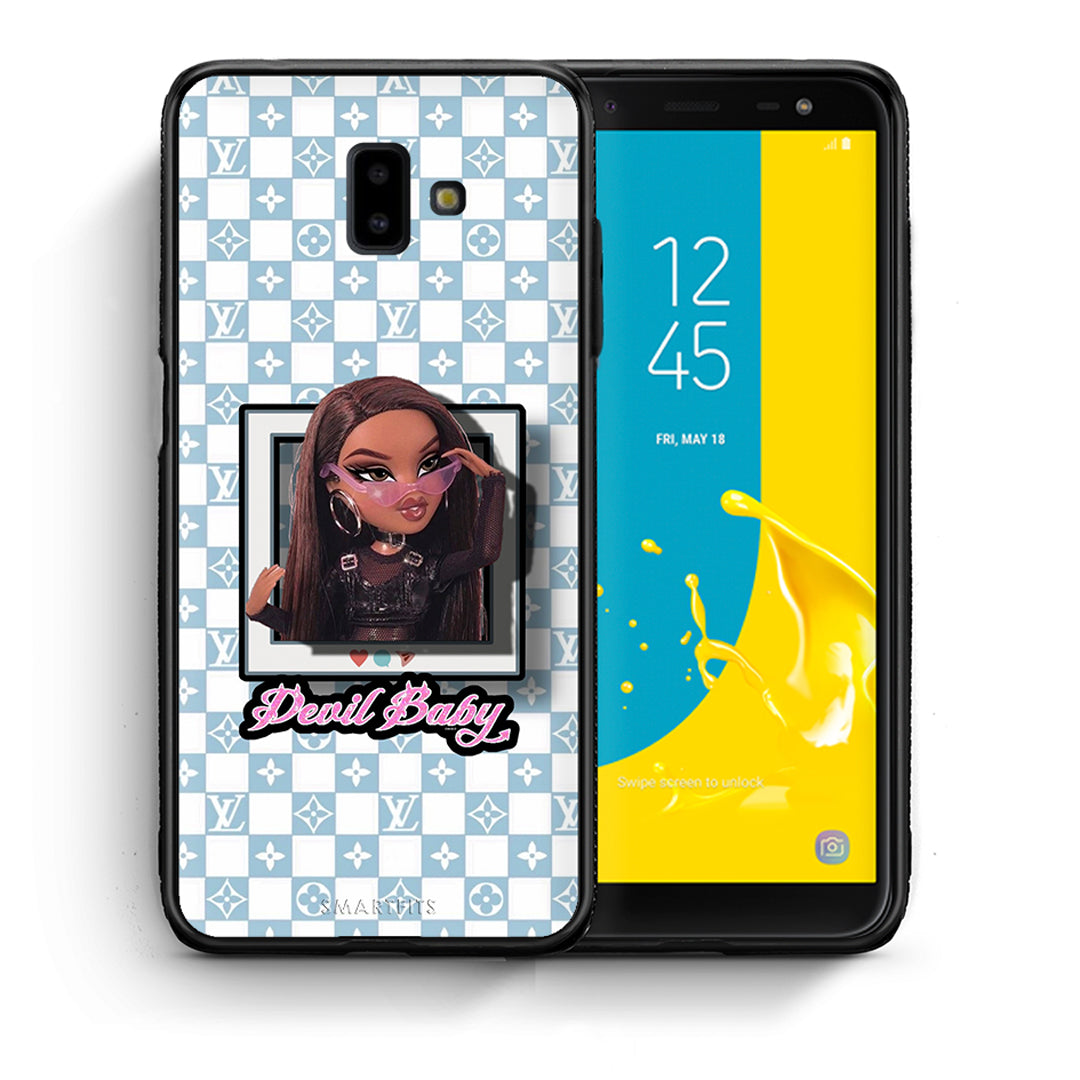 Θήκη Αγίου Βαλεντίνου Samsung J6+ Devil Baby από τη Smartfits με σχέδιο στο πίσω μέρος και μαύρο περίβλημα | Samsung J6+ Devil Baby case with colorful back and black bezels