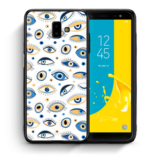 Θήκη Samsung J6+ Ftou Ftou από τη Smartfits με σχέδιο στο πίσω μέρος και μαύρο περίβλημα | Samsung J6+ Ftou Ftou case with colorful back and black bezels