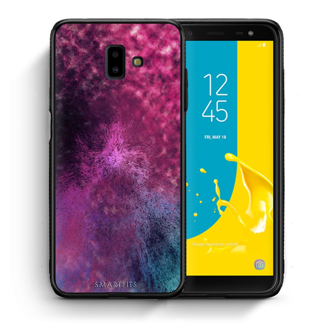 Θήκη Samsung J6+ Aurora Galaxy από τη Smartfits με σχέδιο στο πίσω μέρος και μαύρο περίβλημα | Samsung J6+ Aurora Galaxy case with colorful back and black bezels