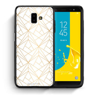 Thumbnail for Θήκη Samsung J6+ Luxury White Geometric από τη Smartfits με σχέδιο στο πίσω μέρος και μαύρο περίβλημα | Samsung J6+ Luxury White Geometric case with colorful back and black bezels