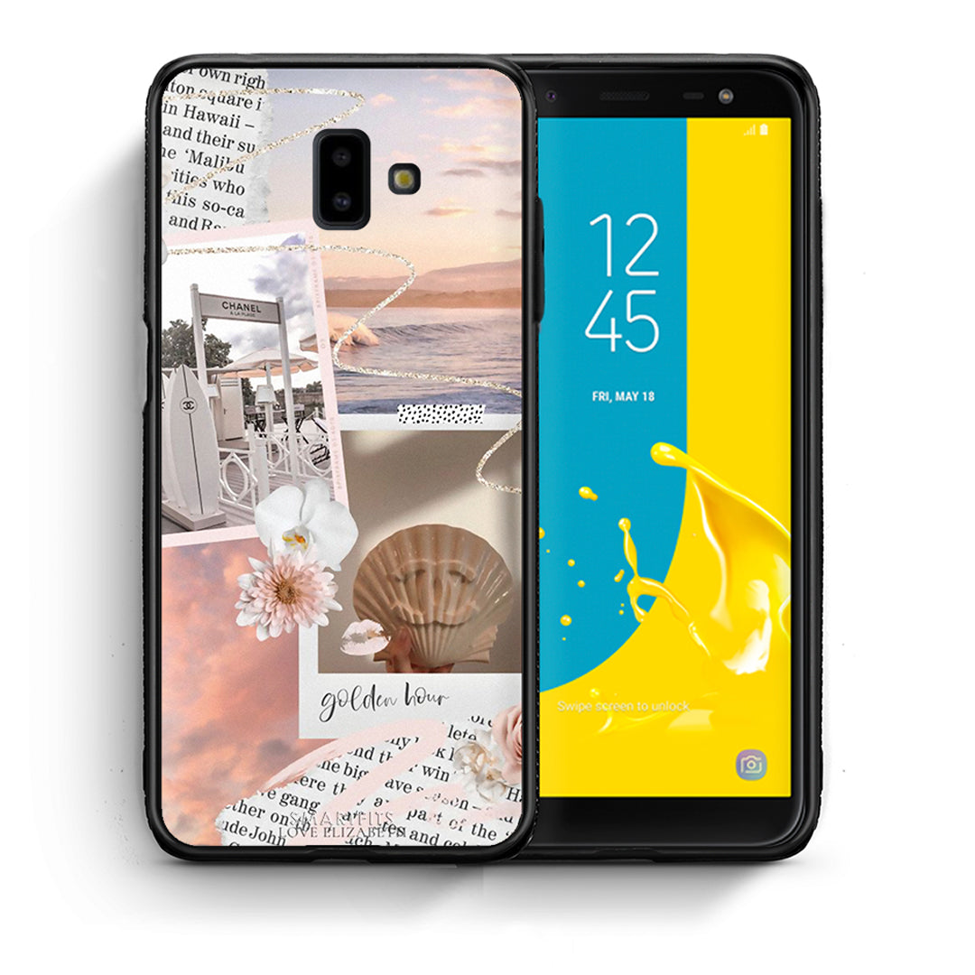 Θήκη Αγίου Βαλεντίνου Samsung J6+ Golden Hour από τη Smartfits με σχέδιο στο πίσω μέρος και μαύρο περίβλημα | Samsung J6+ Golden Hour case with colorful back and black bezels