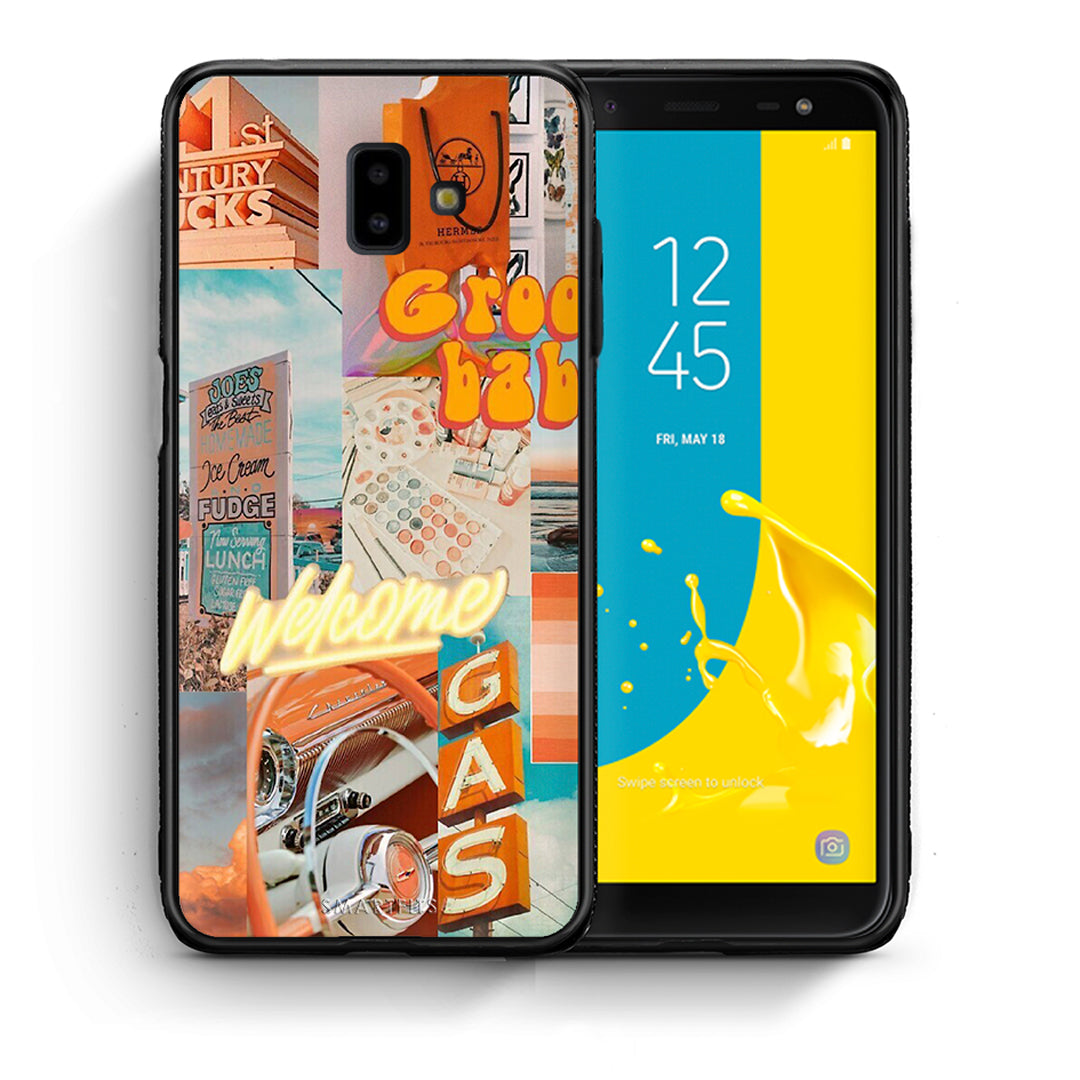 Θήκη Αγίου Βαλεντίνου Samsung J6+ Groovy Babe από τη Smartfits με σχέδιο στο πίσω μέρος και μαύρο περίβλημα | Samsung J6+ Groovy Babe case with colorful back and black bezels