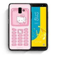 Thumbnail for Θήκη Αγίου Βαλεντίνου Samsung J6+ Hello Kitten από τη Smartfits με σχέδιο στο πίσω μέρος και μαύρο περίβλημα | Samsung J6+ Hello Kitten case with colorful back and black bezels