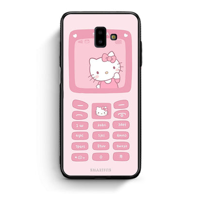 samsung J6+ Hello Kitten Θήκη Αγίου Βαλεντίνου από τη Smartfits με σχέδιο στο πίσω μέρος και μαύρο περίβλημα | Smartphone case with colorful back and black bezels by Smartfits