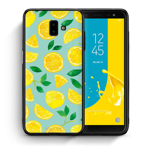 Θήκη Samsung J6+ Lemons από τη Smartfits με σχέδιο στο πίσω μέρος και μαύρο περίβλημα | Samsung J6+ Lemons case with colorful back and black bezels
