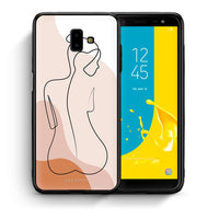 Thumbnail for Θήκη Samsung J6+ LineArt Woman από τη Smartfits με σχέδιο στο πίσω μέρος και μαύρο περίβλημα | Samsung J6+ LineArt Woman case with colorful back and black bezels