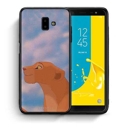 Θήκη Αγίου Βαλεντίνου Samsung J6+ Lion Love 2 από τη Smartfits με σχέδιο στο πίσω μέρος και μαύρο περίβλημα | Samsung J6+ Lion Love 2 case with colorful back and black bezels