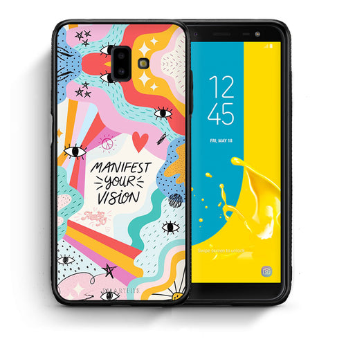 Θήκη Samsung J6+ Manifest Your Vision από τη Smartfits με σχέδιο στο πίσω μέρος και μαύρο περίβλημα | Samsung J6+ Manifest Your Vision case with colorful back and black bezels