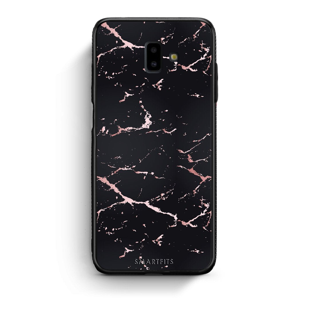 4 - samsung Galaxy J6+ Black Rosegold Marble case, cover, bumper