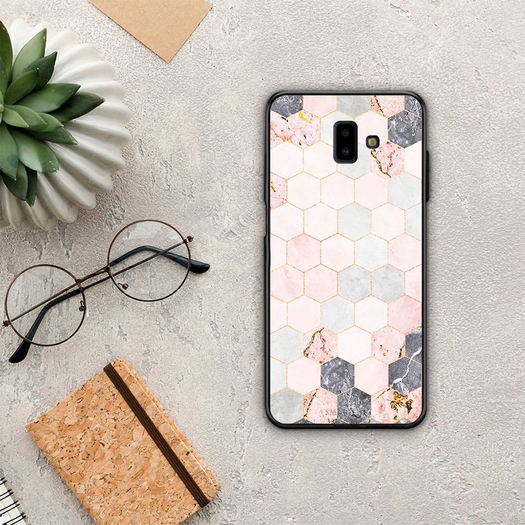 Marble Hexagon Pink - Samsung Galaxy J6+ θήκη