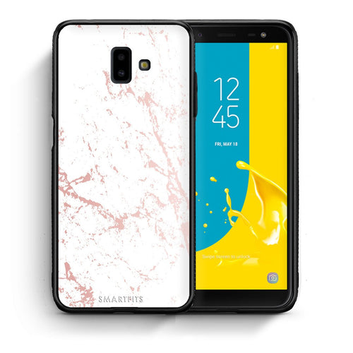Θήκη Samsung J6+ Pink Splash Marble από τη Smartfits με σχέδιο στο πίσω μέρος και μαύρο περίβλημα | Samsung J6+ Pink Splash Marble case with colorful back and black bezels