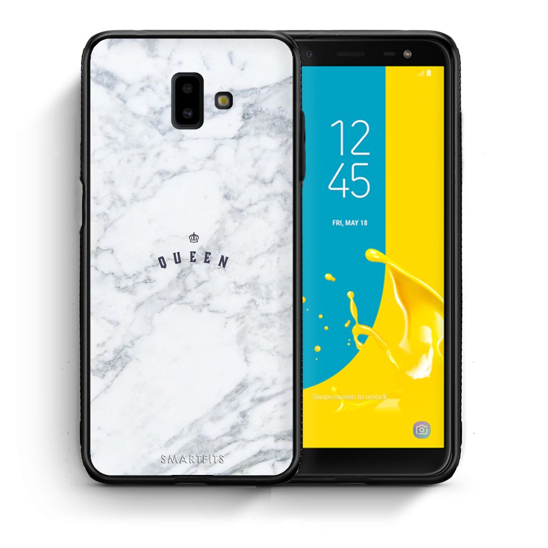 Θήκη Samsung J6+ Queen Marble από τη Smartfits με σχέδιο στο πίσω μέρος και μαύρο περίβλημα | Samsung J6+ Queen Marble case with colorful back and black bezels