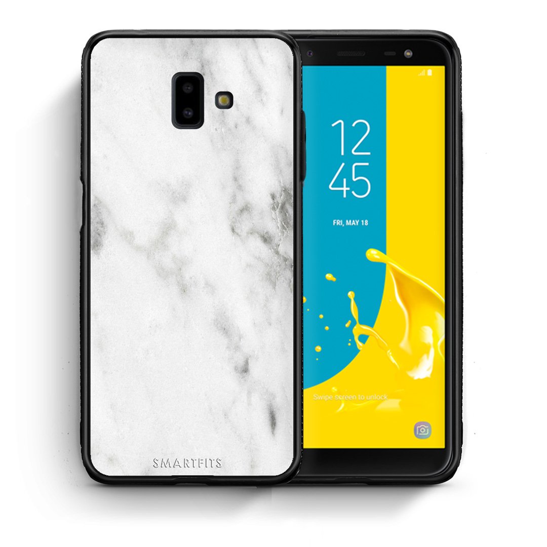 Θήκη Samsung J6+ White Marble από τη Smartfits με σχέδιο στο πίσω μέρος και μαύρο περίβλημα | Samsung J6+ White Marble case with colorful back and black bezels