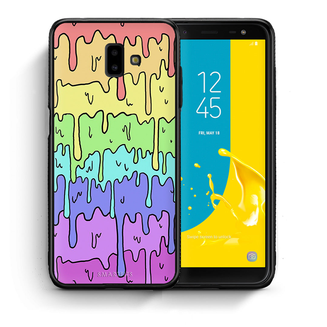 Θήκη Samsung J6+ Melting Rainbow από τη Smartfits με σχέδιο στο πίσω μέρος και μαύρο περίβλημα | Samsung J6+ Melting Rainbow case with colorful back and black bezels