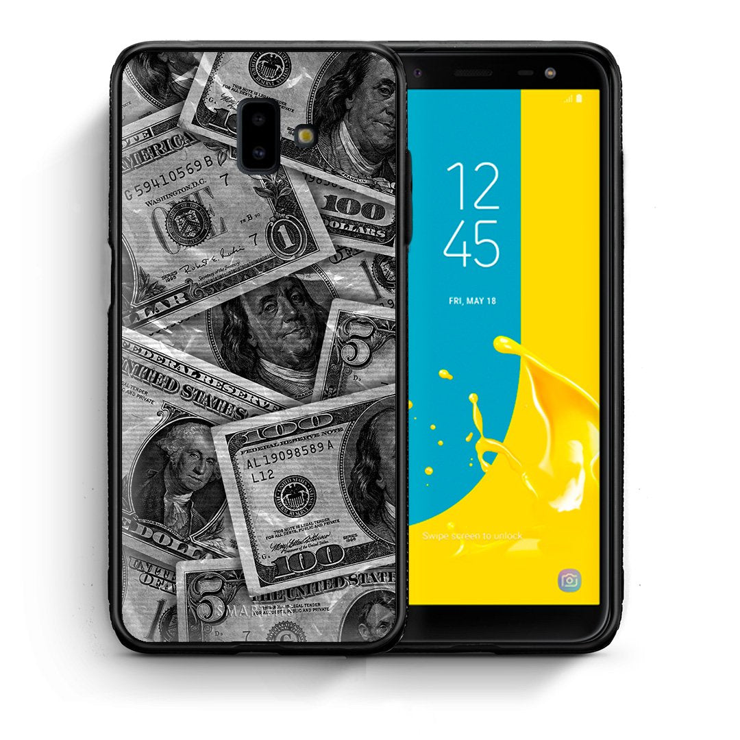 Θήκη Samsung J6+ Money Dollars από τη Smartfits με σχέδιο στο πίσω μέρος και μαύρο περίβλημα | Samsung J6+ Money Dollars case with colorful back and black bezels