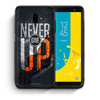 Thumbnail for Θήκη Αγίου Βαλεντίνου Samsung J6+ Never Give Up από τη Smartfits με σχέδιο στο πίσω μέρος και μαύρο περίβλημα | Samsung J6+ Never Give Up case with colorful back and black bezels