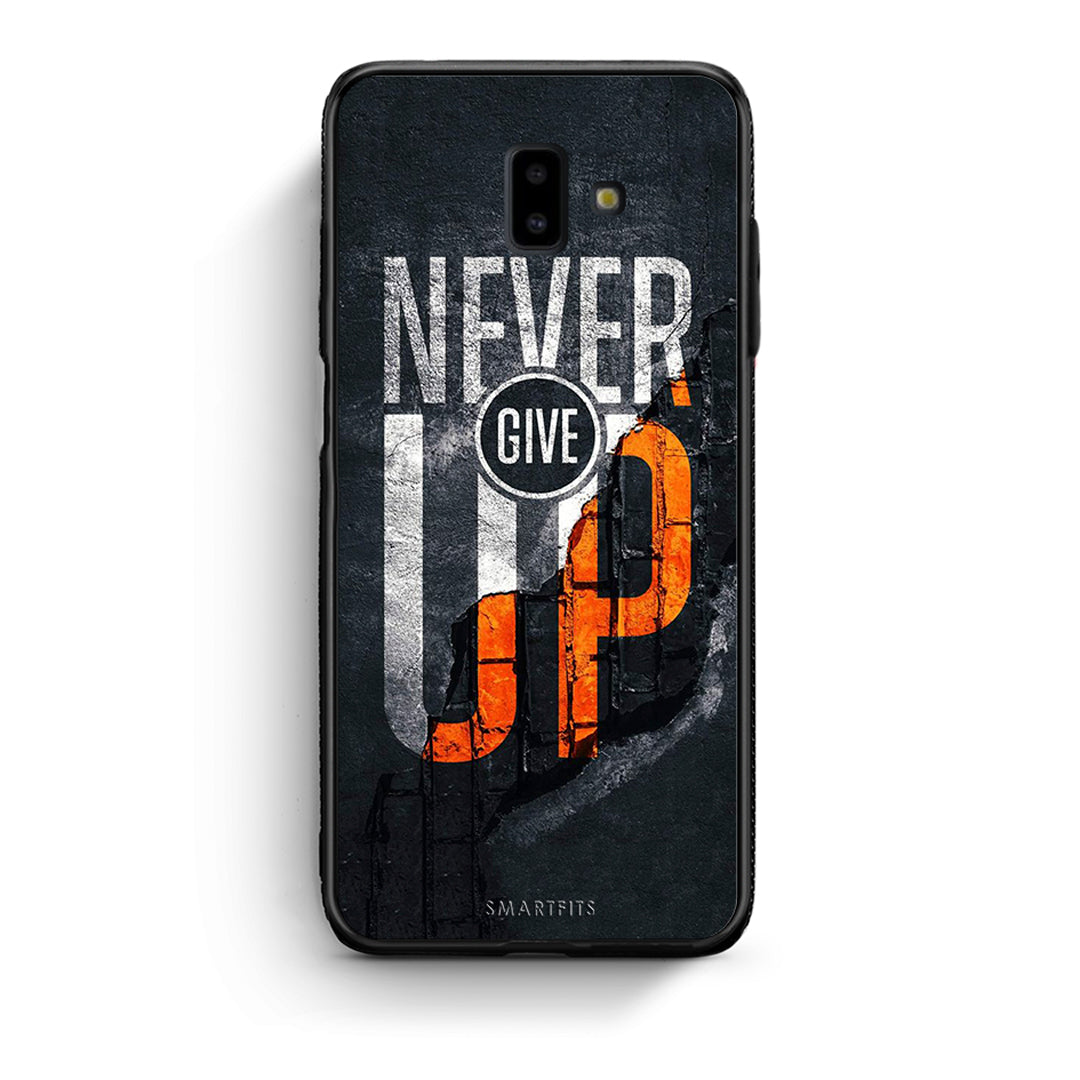 samsung J6+ Never Give Up Θήκη Αγίου Βαλεντίνου από τη Smartfits με σχέδιο στο πίσω μέρος και μαύρο περίβλημα | Smartphone case with colorful back and black bezels by Smartfits