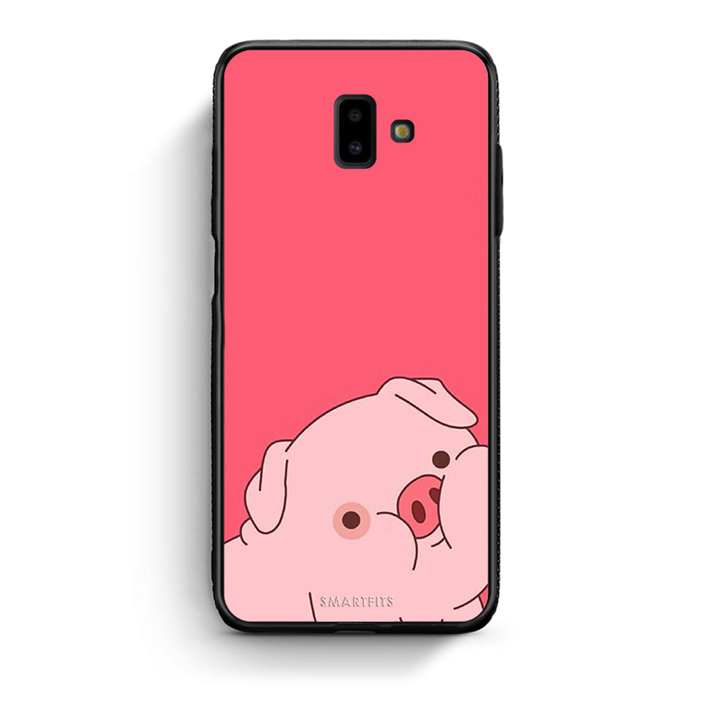 samsung J6+ Pig Love 1 Θήκη Αγίου Βαλεντίνου από τη Smartfits με σχέδιο στο πίσω μέρος και μαύρο περίβλημα | Smartphone case with colorful back and black bezels by Smartfits