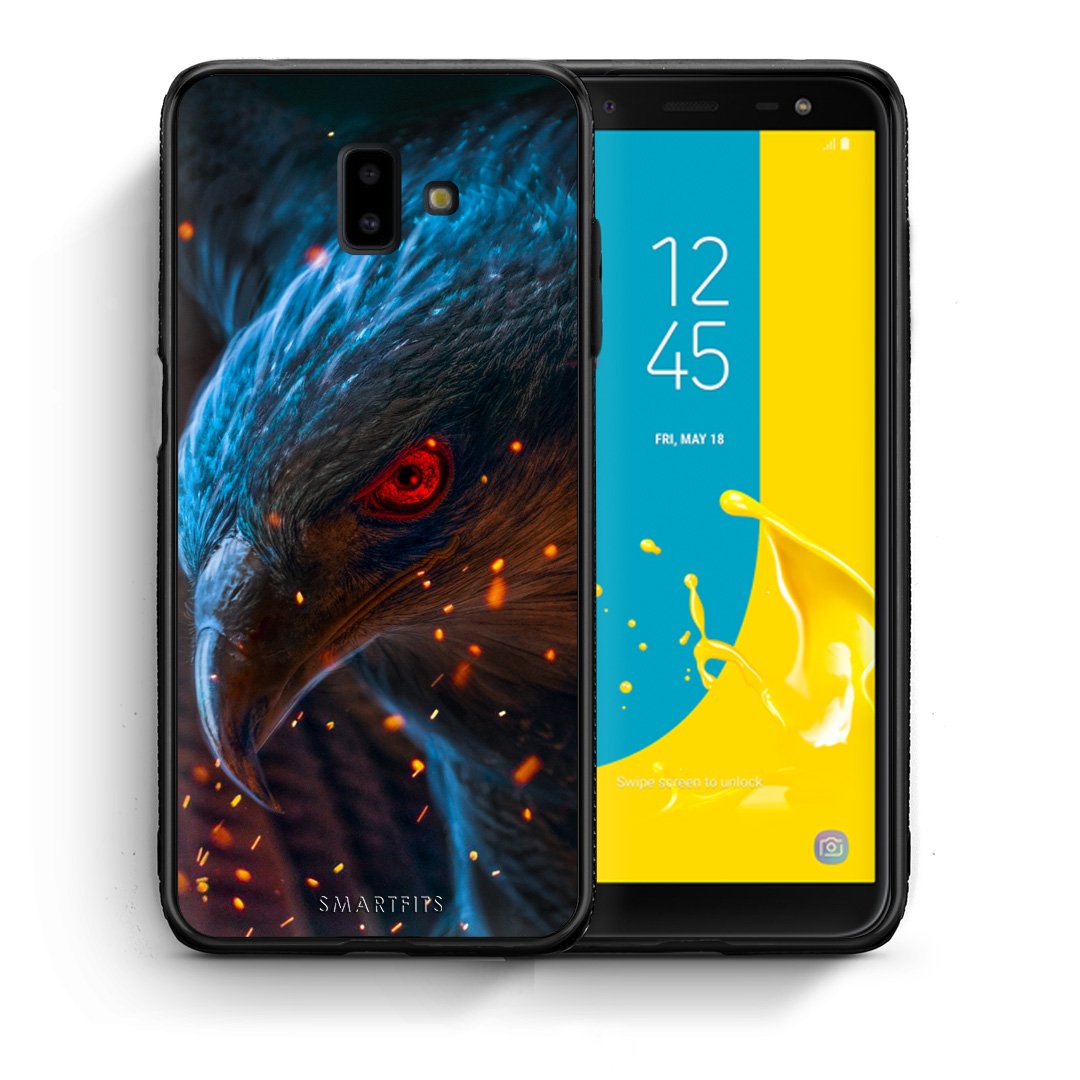 Θήκη Samsung J6+ Eagle PopArt από τη Smartfits με σχέδιο στο πίσω μέρος και μαύρο περίβλημα | Samsung J6+ Eagle PopArt case with colorful back and black bezels