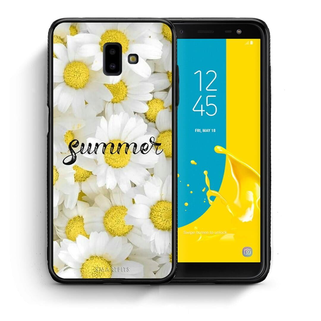 Θήκη Samsung J6+ Summer Daisies από τη Smartfits με σχέδιο στο πίσω μέρος και μαύρο περίβλημα | Samsung J6+ Summer Daisies case with colorful back and black bezels
