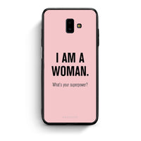 Thumbnail for samsung J6+ Superpower Woman θήκη από τη Smartfits με σχέδιο στο πίσω μέρος και μαύρο περίβλημα | Smartphone case with colorful back and black bezels by Smartfits