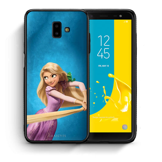 Θήκη Αγίου Βαλεντίνου Samsung J6+ Tangled 2 από τη Smartfits με σχέδιο στο πίσω μέρος και μαύρο περίβλημα | Samsung J6+ Tangled 2 case with colorful back and black bezels