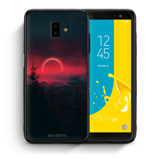 Θήκη Samsung J6+ Sunset Tropic από τη Smartfits με σχέδιο στο πίσω μέρος και μαύρο περίβλημα | Samsung J6+ Sunset Tropic case with colorful back and black bezels
