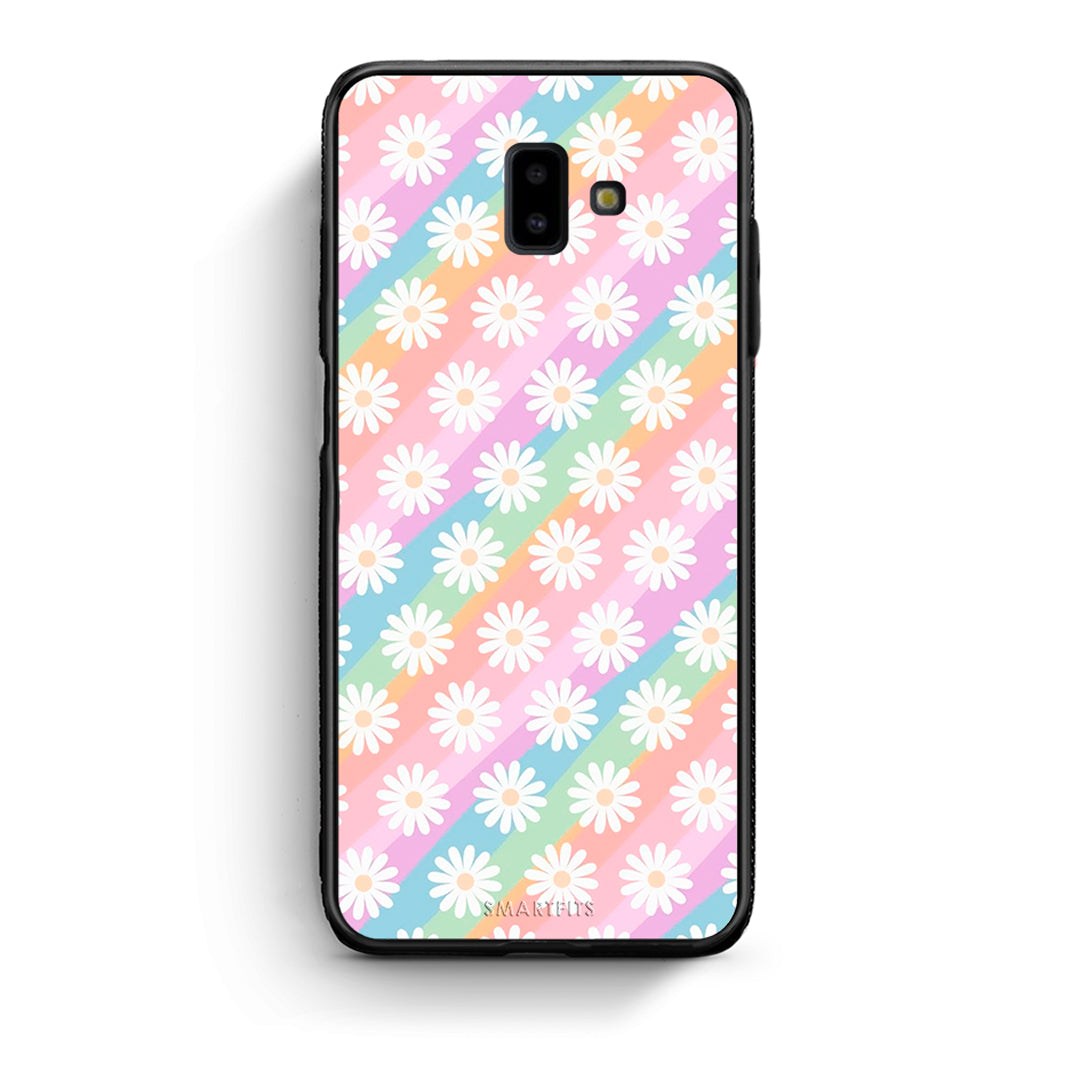 samsung J6+ White Daisies θήκη από τη Smartfits με σχέδιο στο πίσω μέρος και μαύρο περίβλημα | Smartphone case with colorful back and black bezels by Smartfits