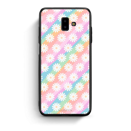 samsung J6+ White Daisies θήκη από τη Smartfits με σχέδιο στο πίσω μέρος και μαύρο περίβλημα | Smartphone case with colorful back and black bezels by Smartfits