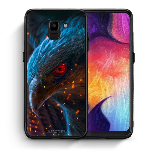 Θήκη Samsung J6 Eagle PopArt από τη Smartfits με σχέδιο στο πίσω μέρος και μαύρο περίβλημα | Samsung J6 Eagle PopArt case with colorful back and black bezels