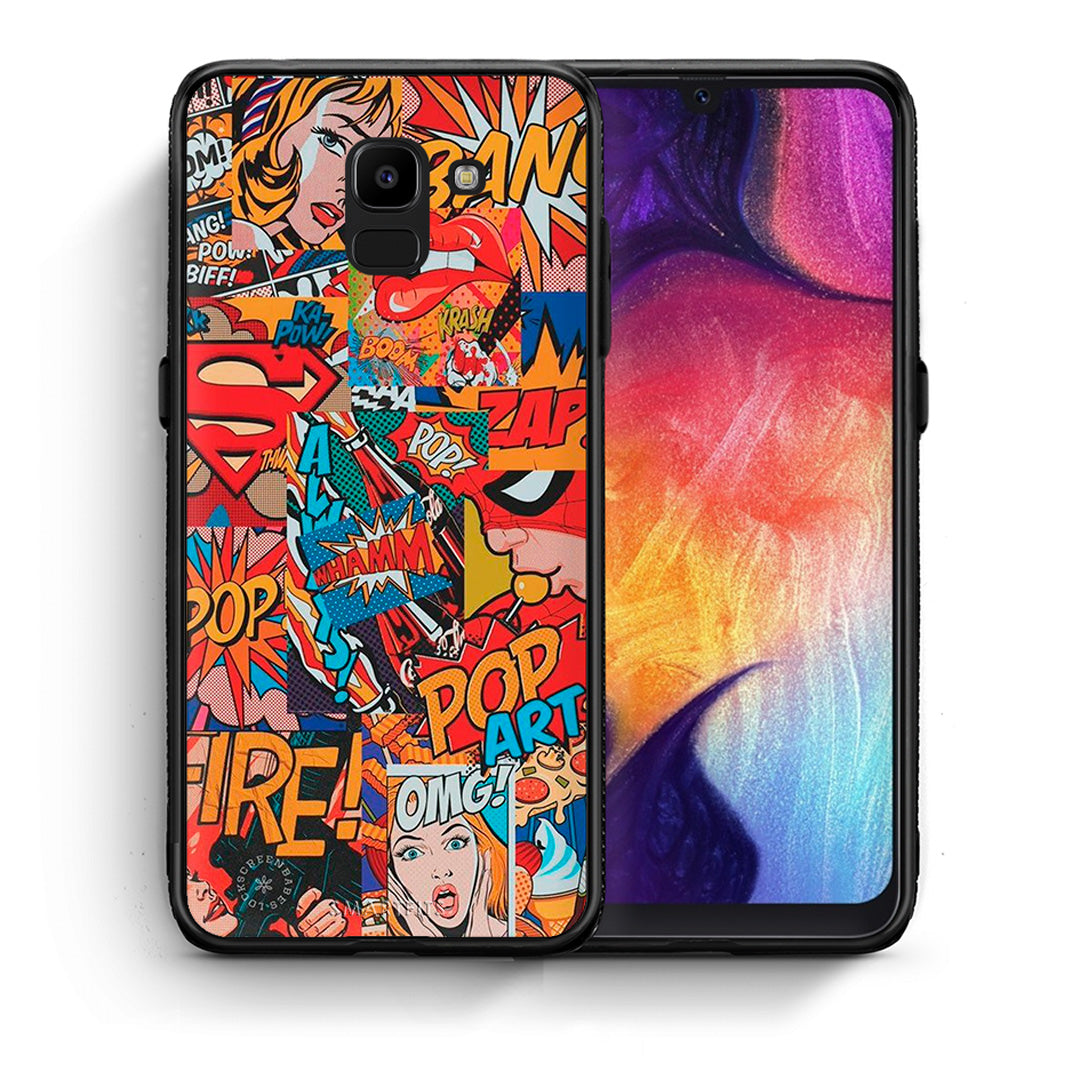 Θήκη Samsung J6 PopArt OMG από τη Smartfits με σχέδιο στο πίσω μέρος και μαύρο περίβλημα | Samsung J6 PopArt OMG case with colorful back and black bezels