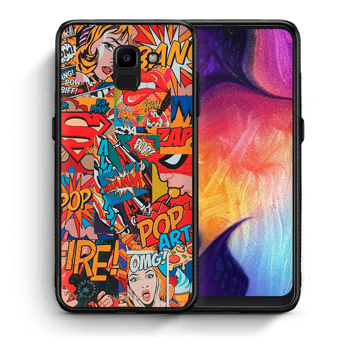 Θήκη Samsung J6 PopArt OMG από τη Smartfits με σχέδιο στο πίσω μέρος και μαύρο περίβλημα | Samsung J6 PopArt OMG case with colorful back and black bezels