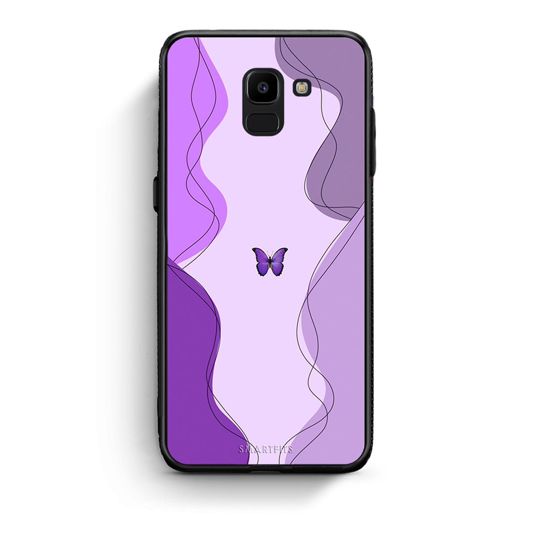 samsung J6 Purple Mariposa Θήκη Αγίου Βαλεντίνου από τη Smartfits με σχέδιο στο πίσω μέρος και μαύρο περίβλημα | Smartphone case with colorful back and black bezels by Smartfits