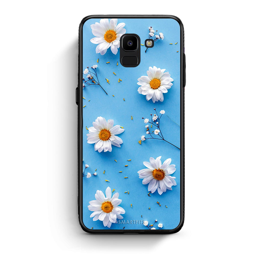 samsung J6 Real Daisies θήκη από τη Smartfits με σχέδιο στο πίσω μέρος και μαύρο περίβλημα | Smartphone case with colorful back and black bezels by Smartfits