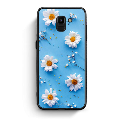 samsung J6 Real Daisies θήκη από τη Smartfits με σχέδιο στο πίσω μέρος και μαύρο περίβλημα | Smartphone case with colorful back and black bezels by Smartfits